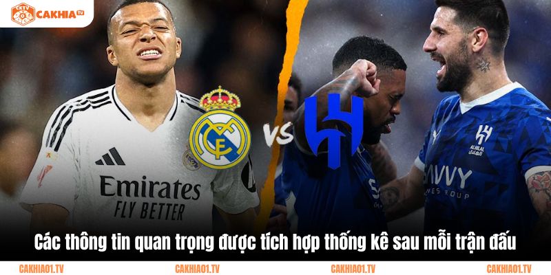 Các thông tin quan trọng được tích hợp thống kê sau mỗi trận đấu